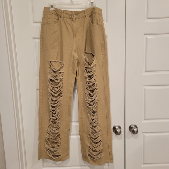 SHEIN BIG DREAMS WIDE LEG RIPPED JEANS SIZE 28 NWT - Picture 4 of 7